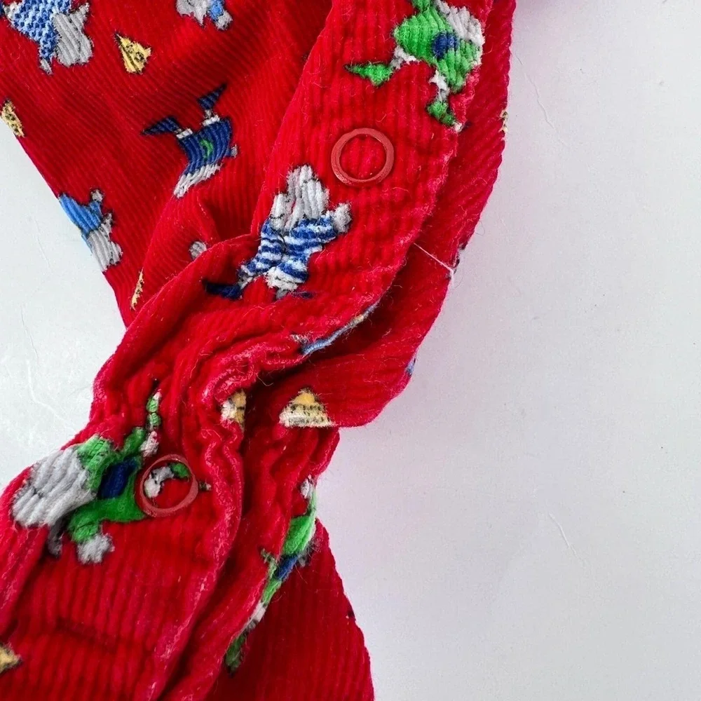 vintage OshKosh Corduroy‎ Overalls Mouse Cheese Novelty Print Baby 6/9 months
